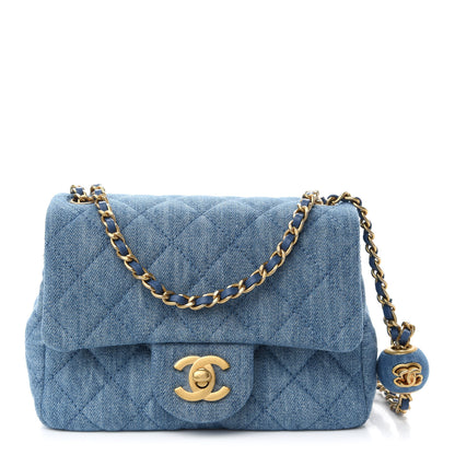 Chanel Denim Quilted Mini Pearl Crush Flap Blue 1 of 9