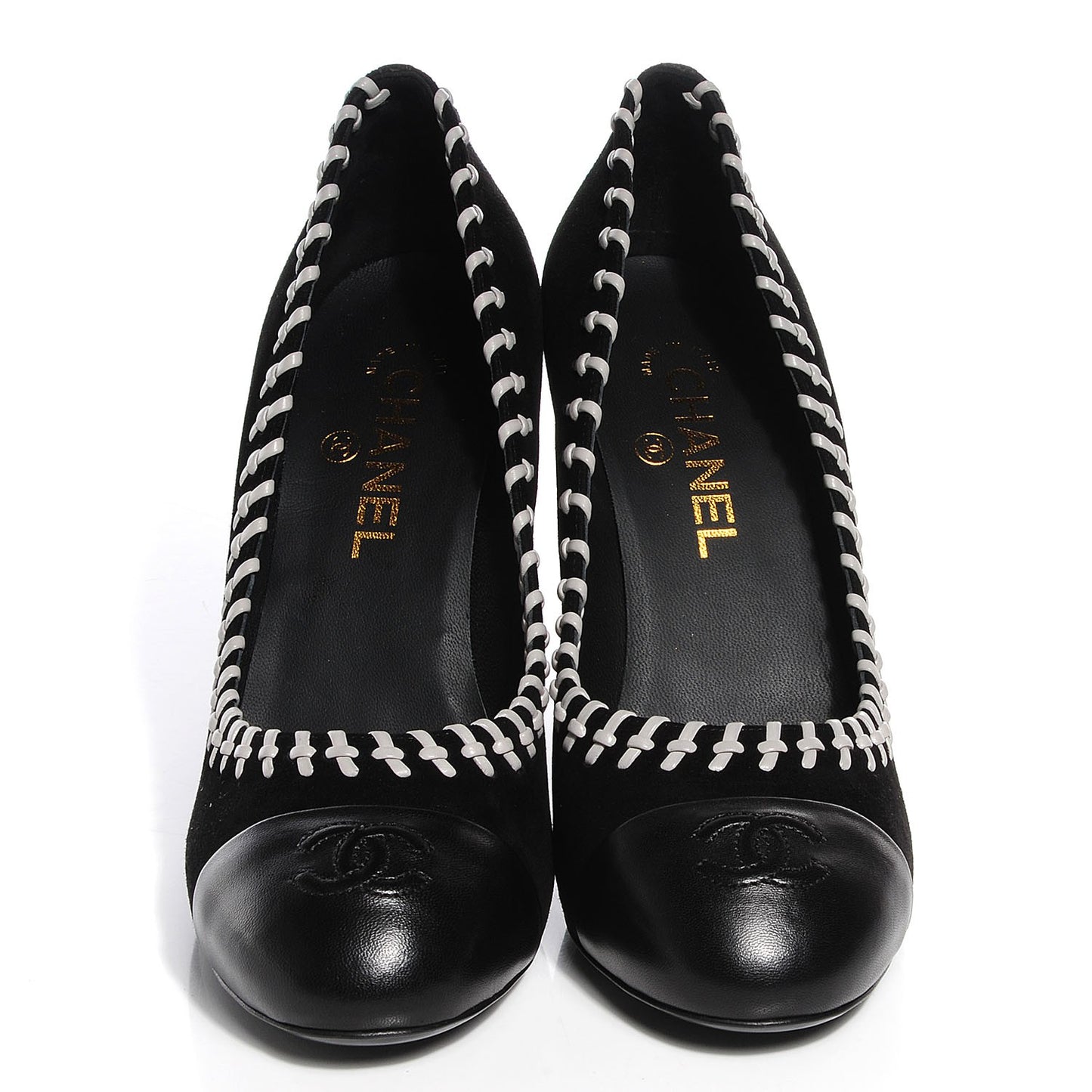 Suede CC Cap Toe Pumps 39 Black White