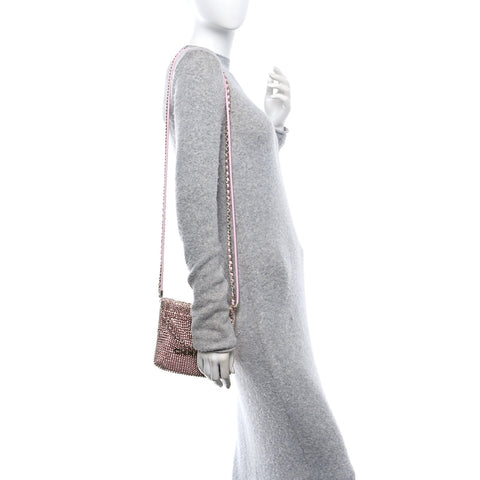 Crystal Embellished Metallic Lambskin Mini Chanel 22 Pink