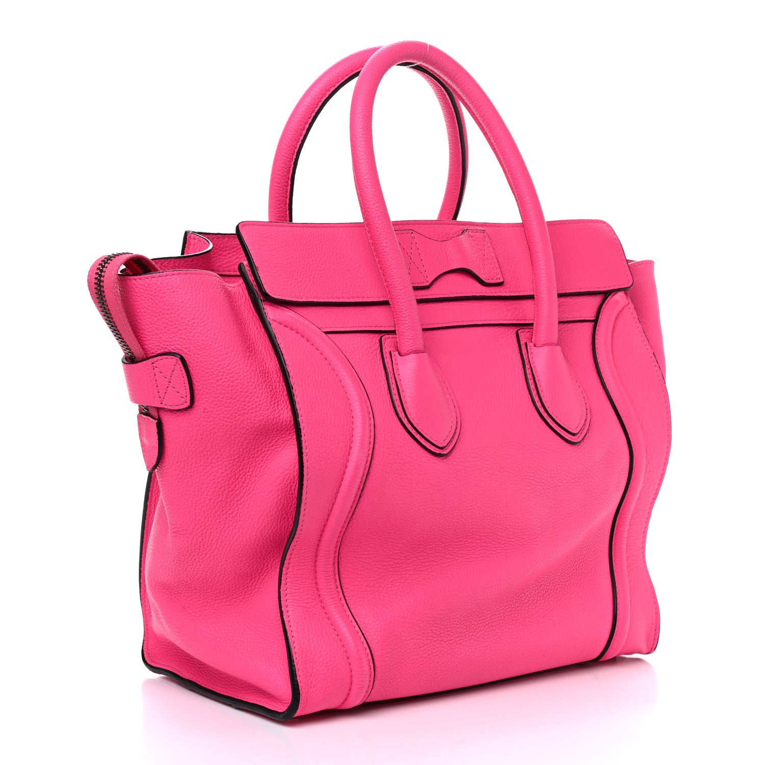Celine Drummed Calfskin Mini Luggage Fluo Pink 3 of 11