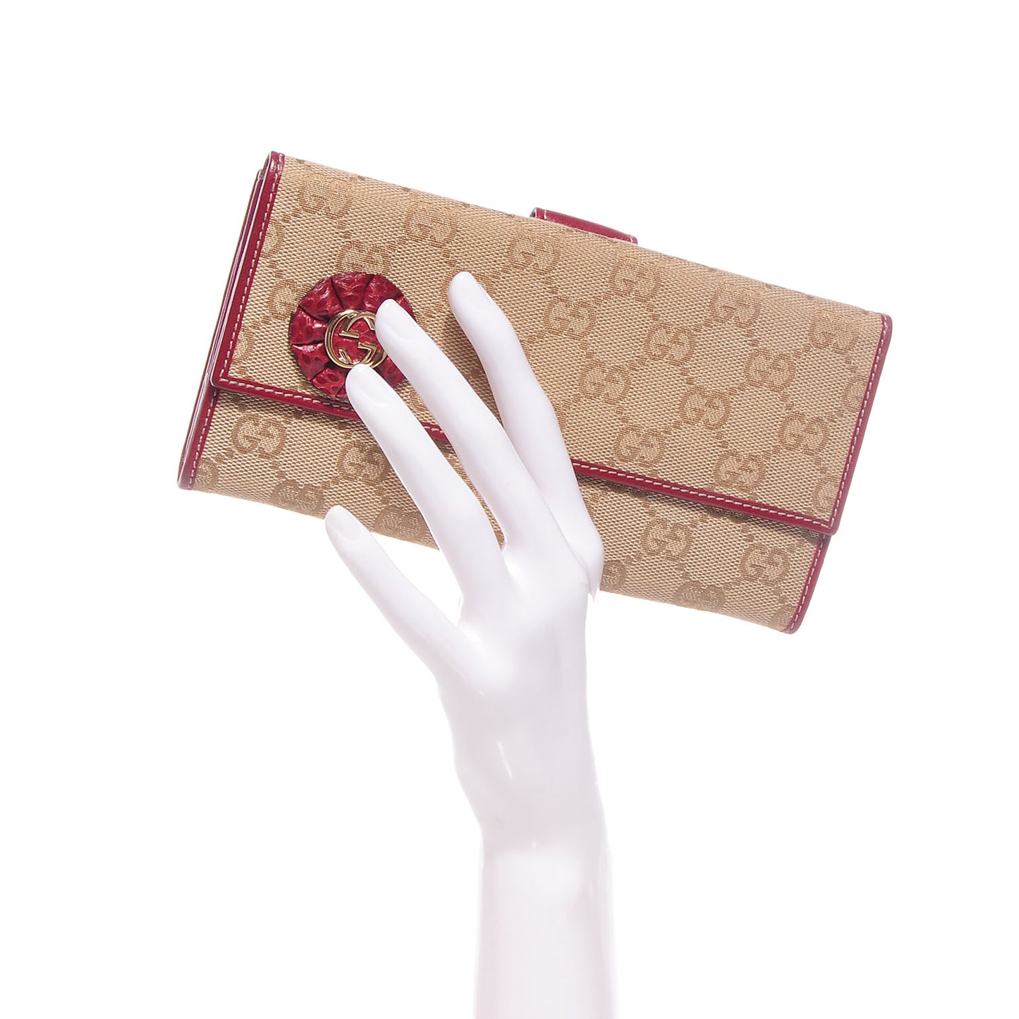 Monogram Lizard GG Trophy Continental Wallet Red