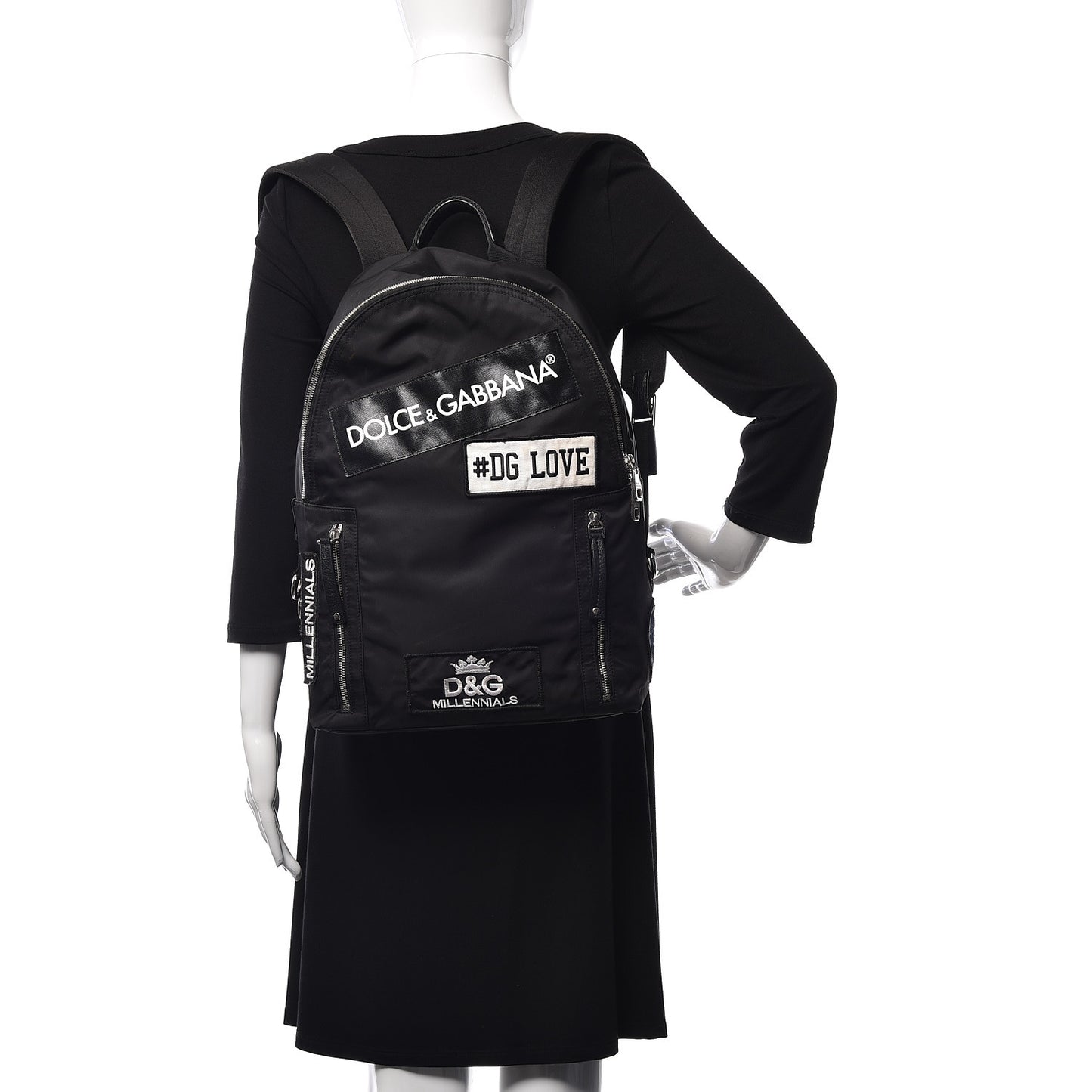 Nylon Logo Patches Backpack Black