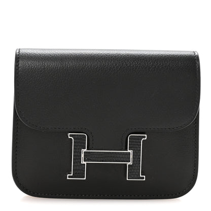 Hermes Evergrain Lizard Constance Slim Wallet Black 1 of 9