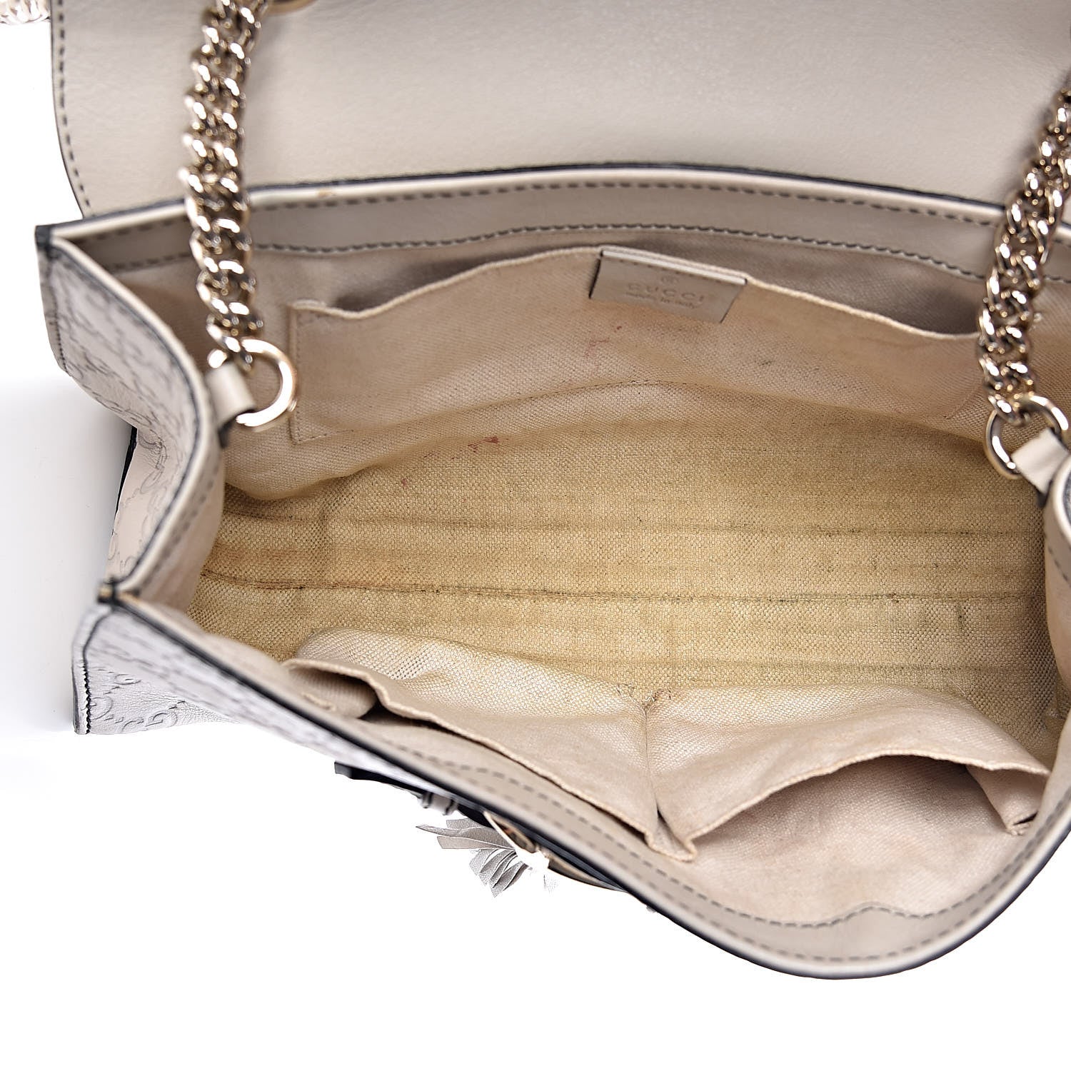 Gucci Guccissima Signature Medium Emily Chain Shoulder Bag Mystic White 5 of 19