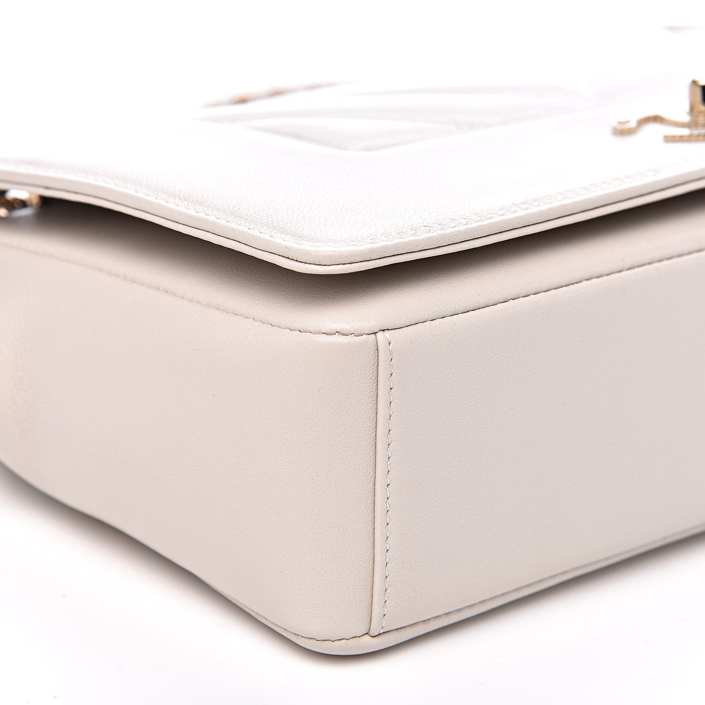 Sheepskin Chevron Quilted Medium Vintage Mademoiselle Flap White