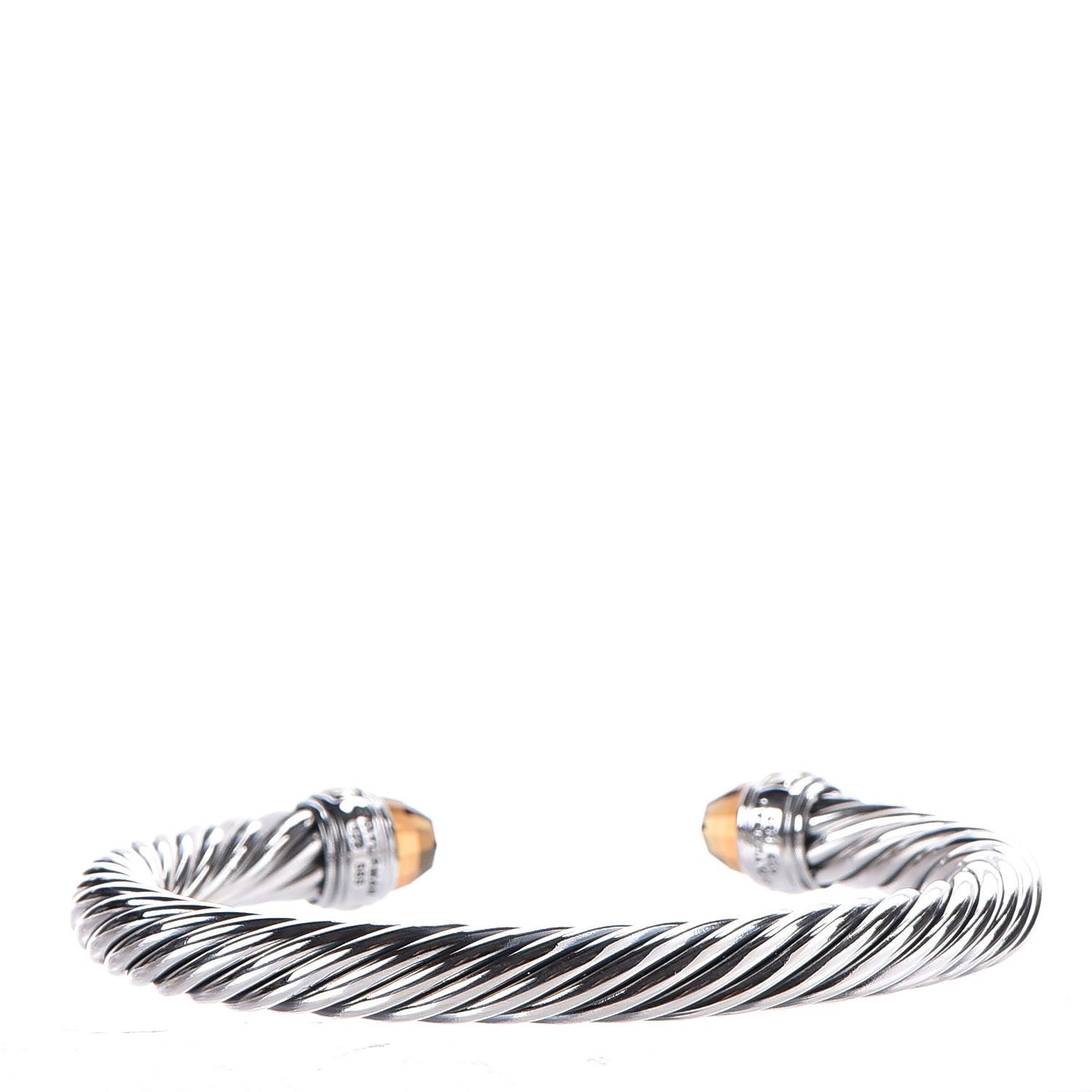 Sterling Silver 14K Yellow Gold Citrine 7mm Cable Classics Bracelet