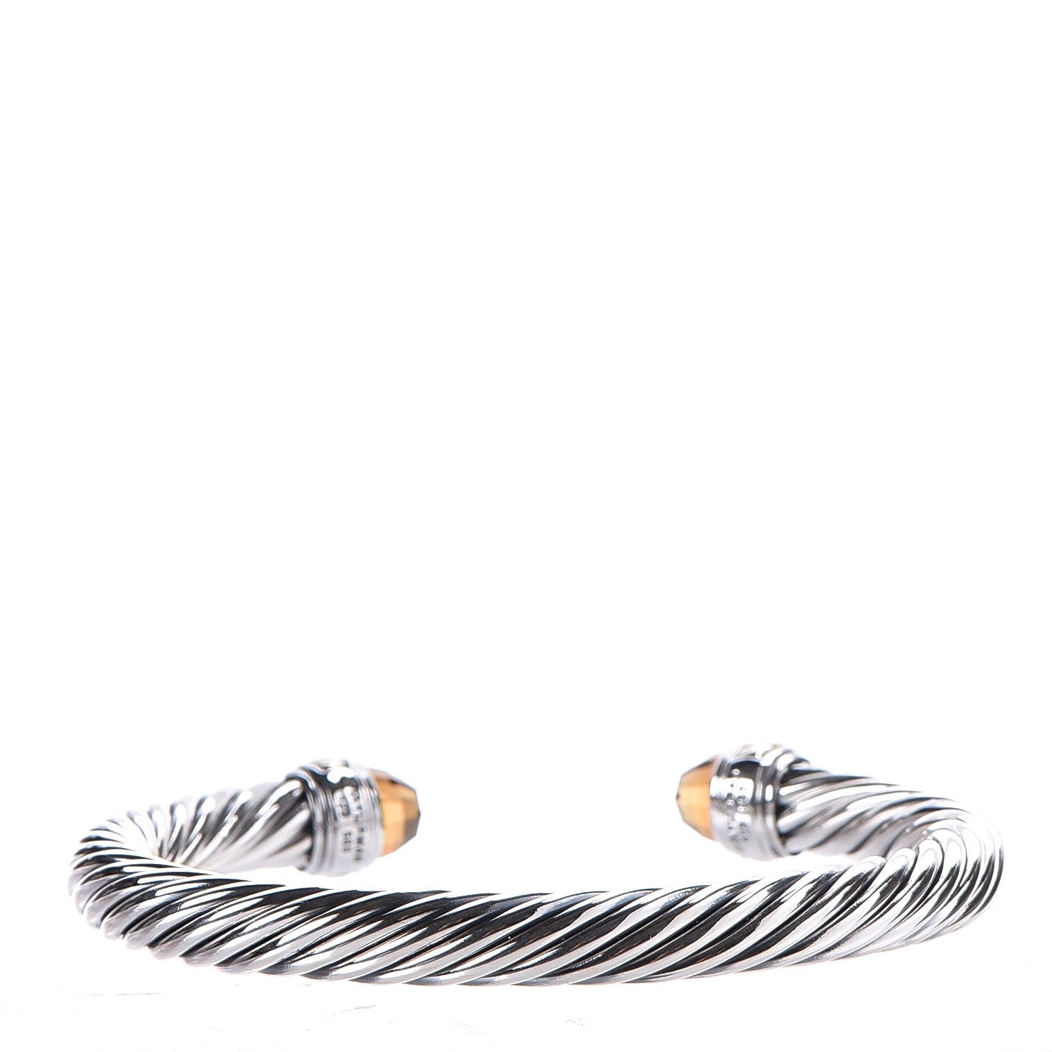 David Yurman Sterling Silver 14K Yellow Gold Citrine 7mm Cable Classics Bracelet 3 of 5
