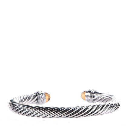 David Yurman Sterling Silver 14K Yellow Gold Citrine 7mm Cable Classics Bracelet 3 of 5