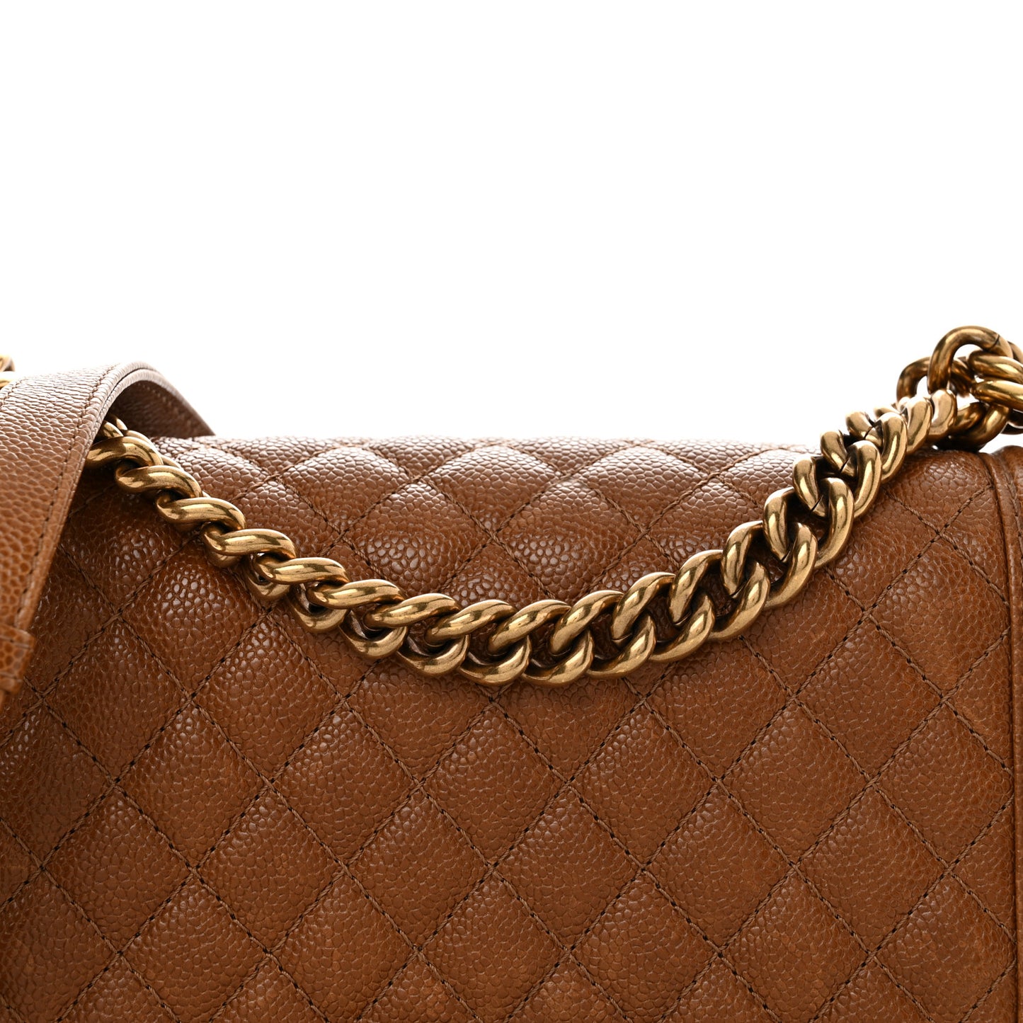 Caviar Quilted Medium Boy Flap Light Brown