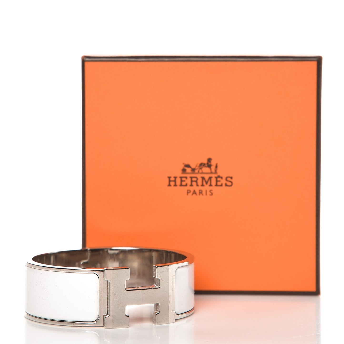 Enamel Wide Clic Clac H Bracelet GM White