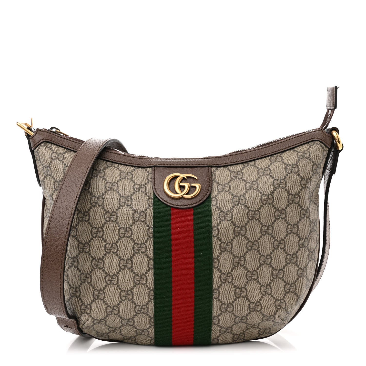 Gucci GG Supreme Monogram Web Small Ophidia Half Moon Hobo Brown 1 of 16