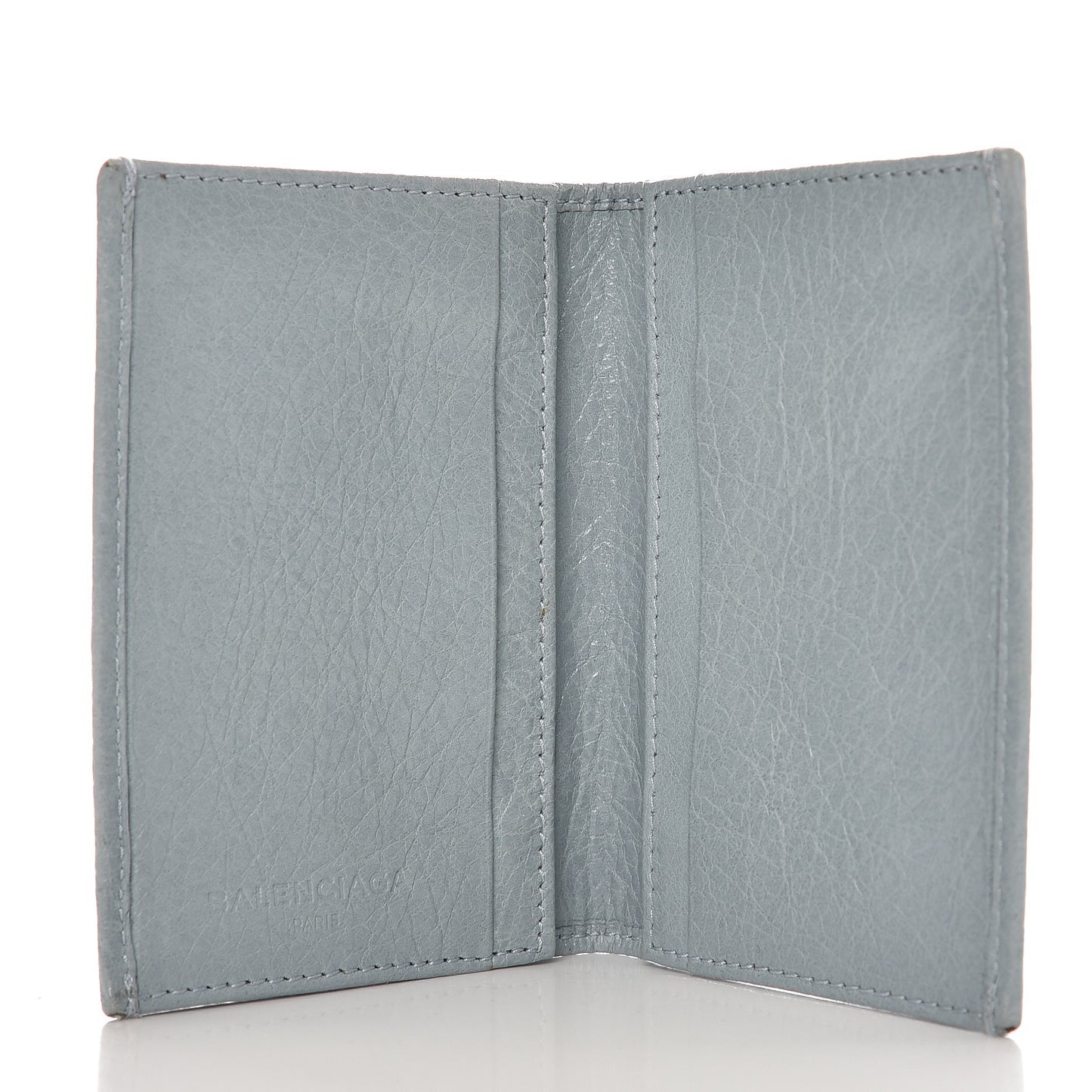 Agneau Giant 12 Silver Hardware Card Case Bleu Opaline