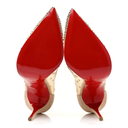 Christian Louboutin Suede Silk Crystal Strass Follies 100 Pumps 37.5 Light Silk 5 of 10