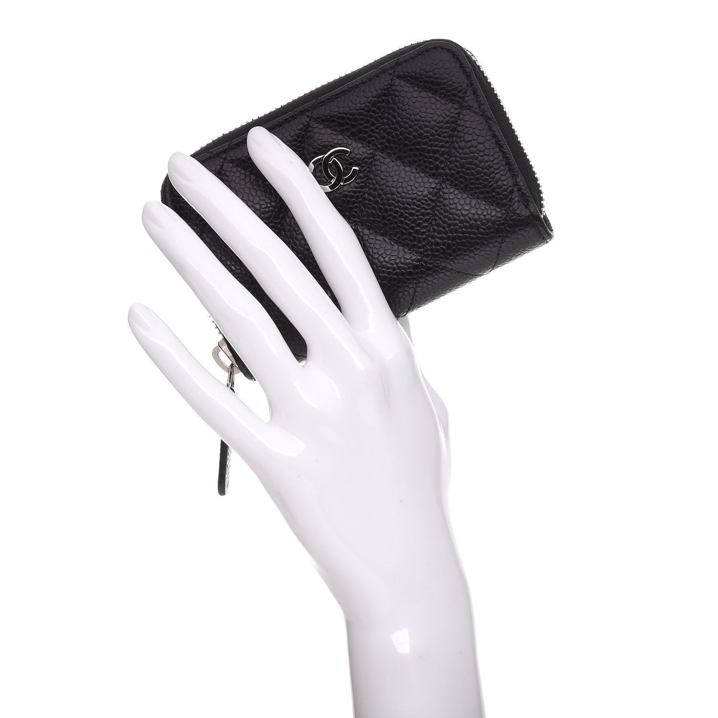 Caviar Quilted Zip Coin Purse Black