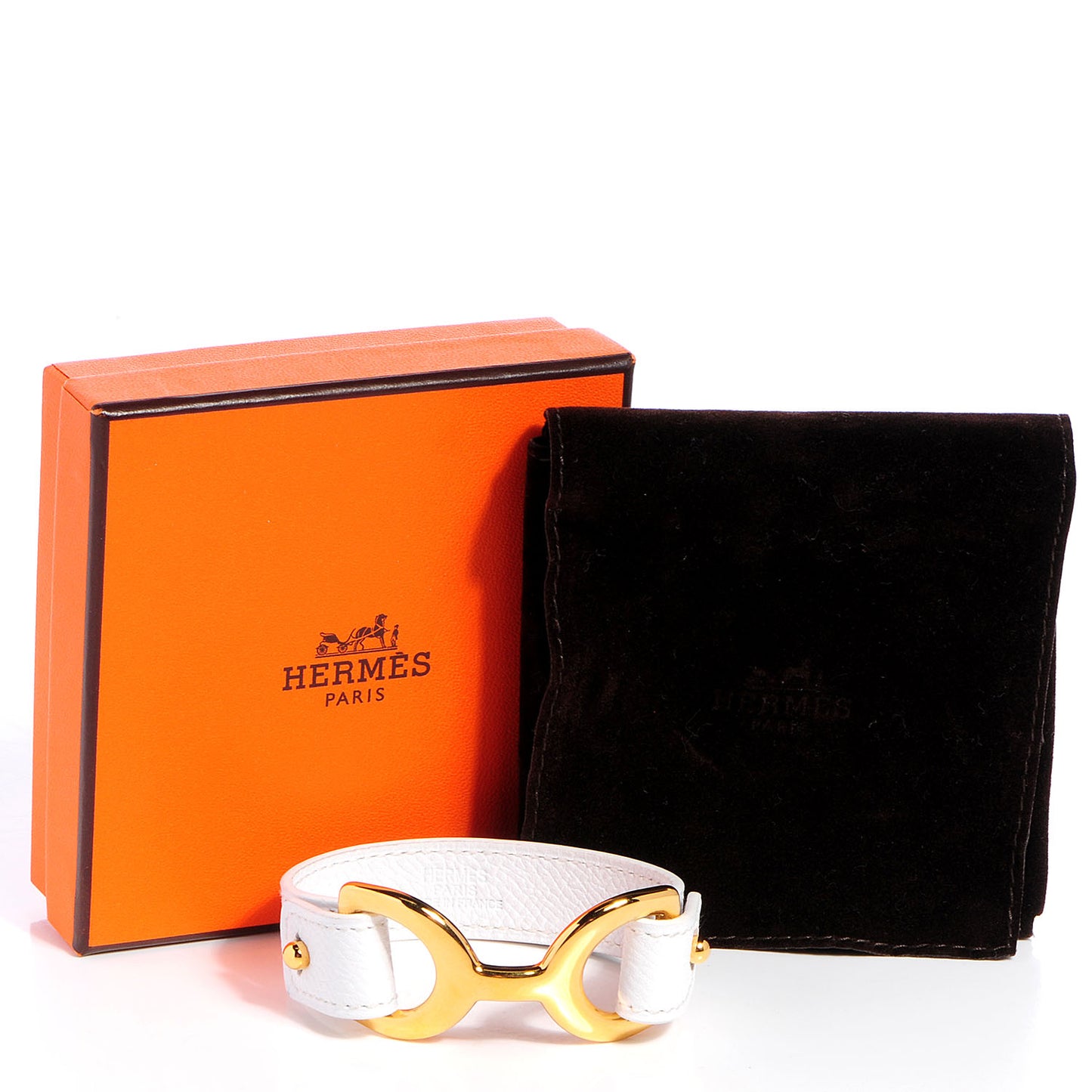 Epsom Calfskin Pavane Bracelet Medium White