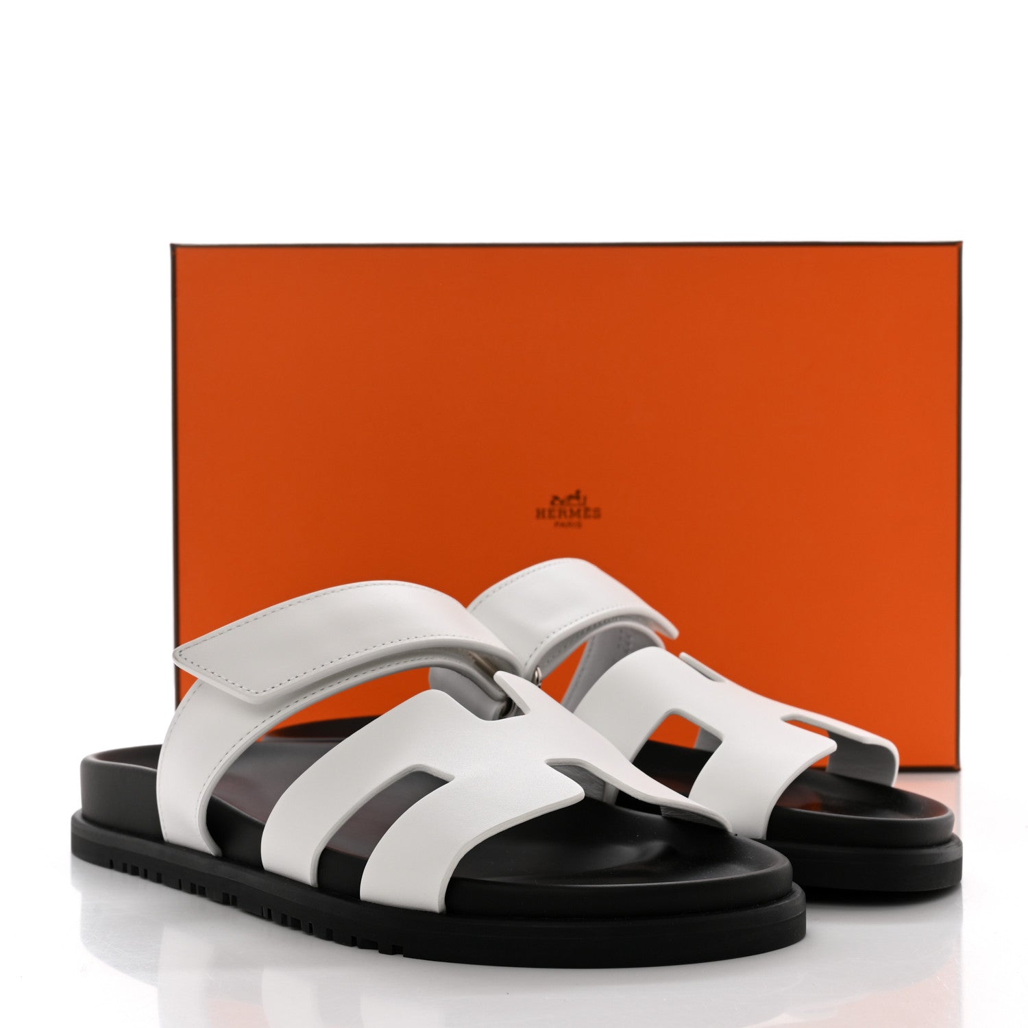 Hermes Calfskin Womens Chypre Sandals 38 White 9 of 9