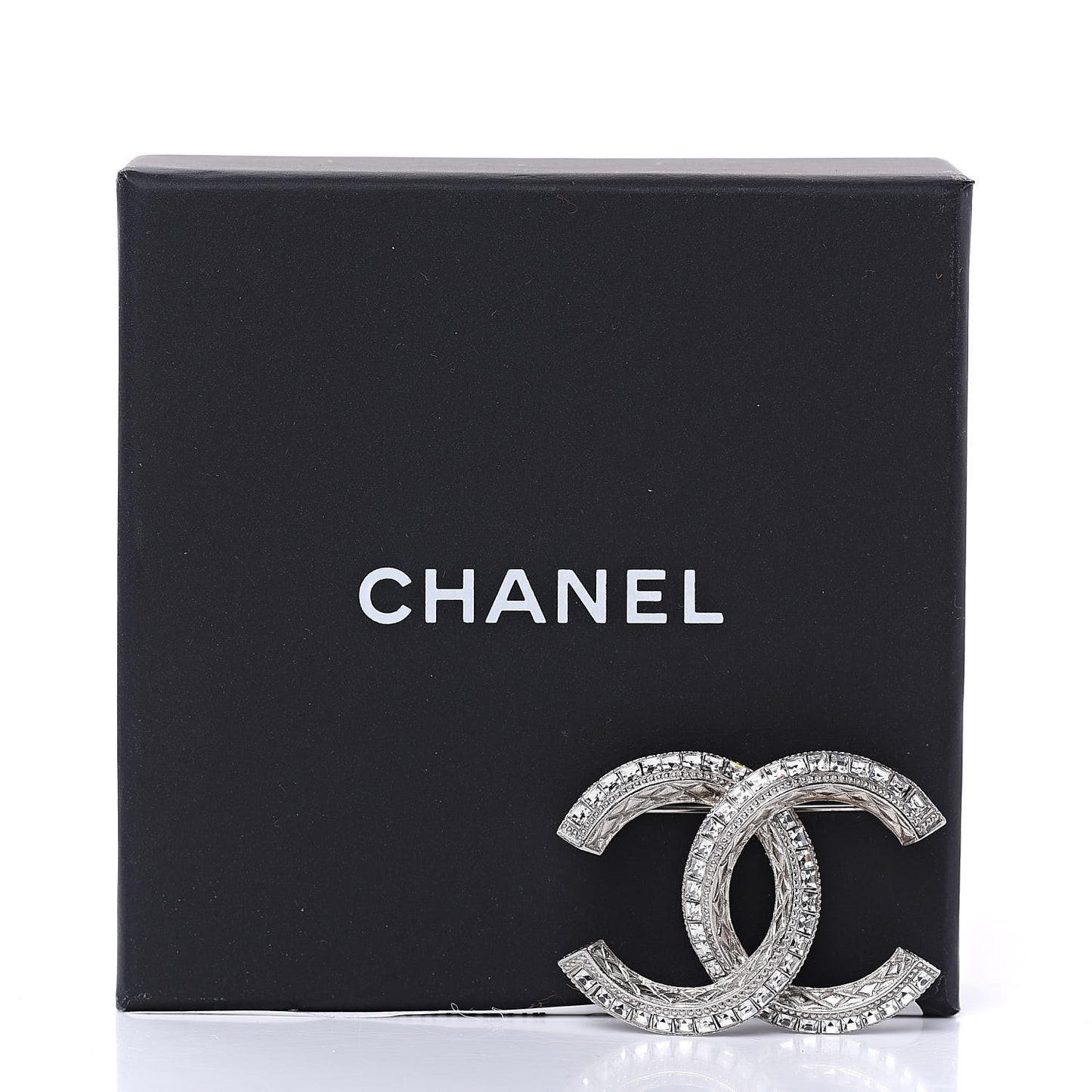 Baguette Crystal CC Brooch Silver