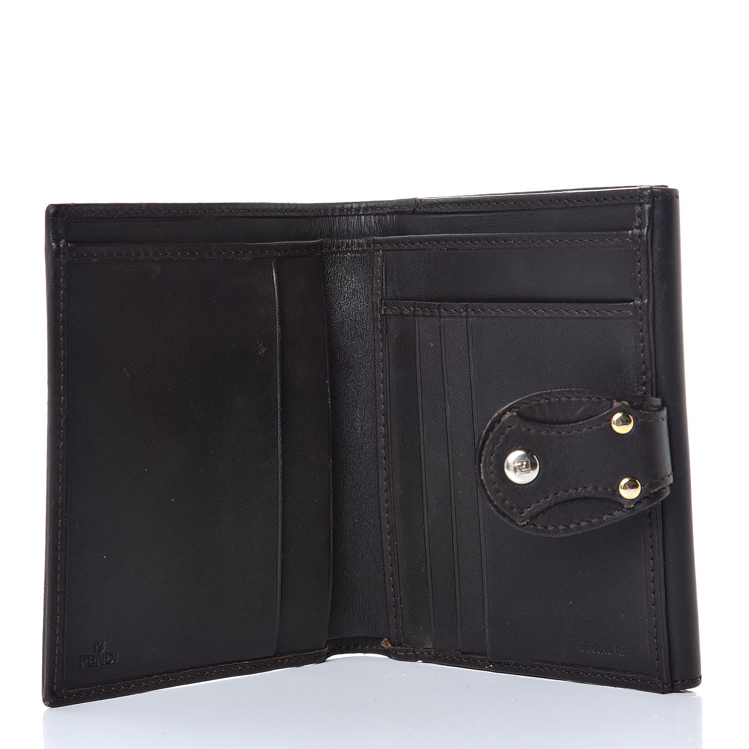Fendi Zucca Cuoio Lucido Compact Wallet Tobacco Moro 6 of 11