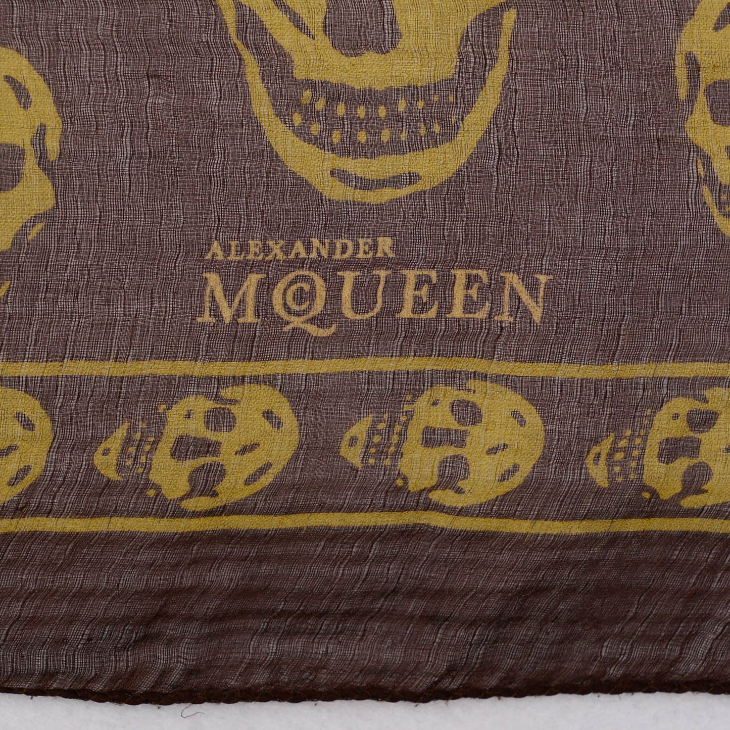 Silk Chiffon Skull Scarf Brown
