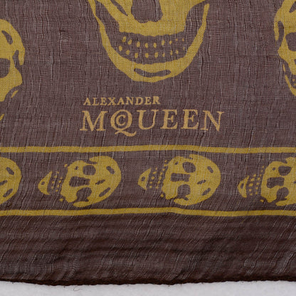 Alexander McQueen Silk Chiffon Skull Scarf Brown 4 of 5