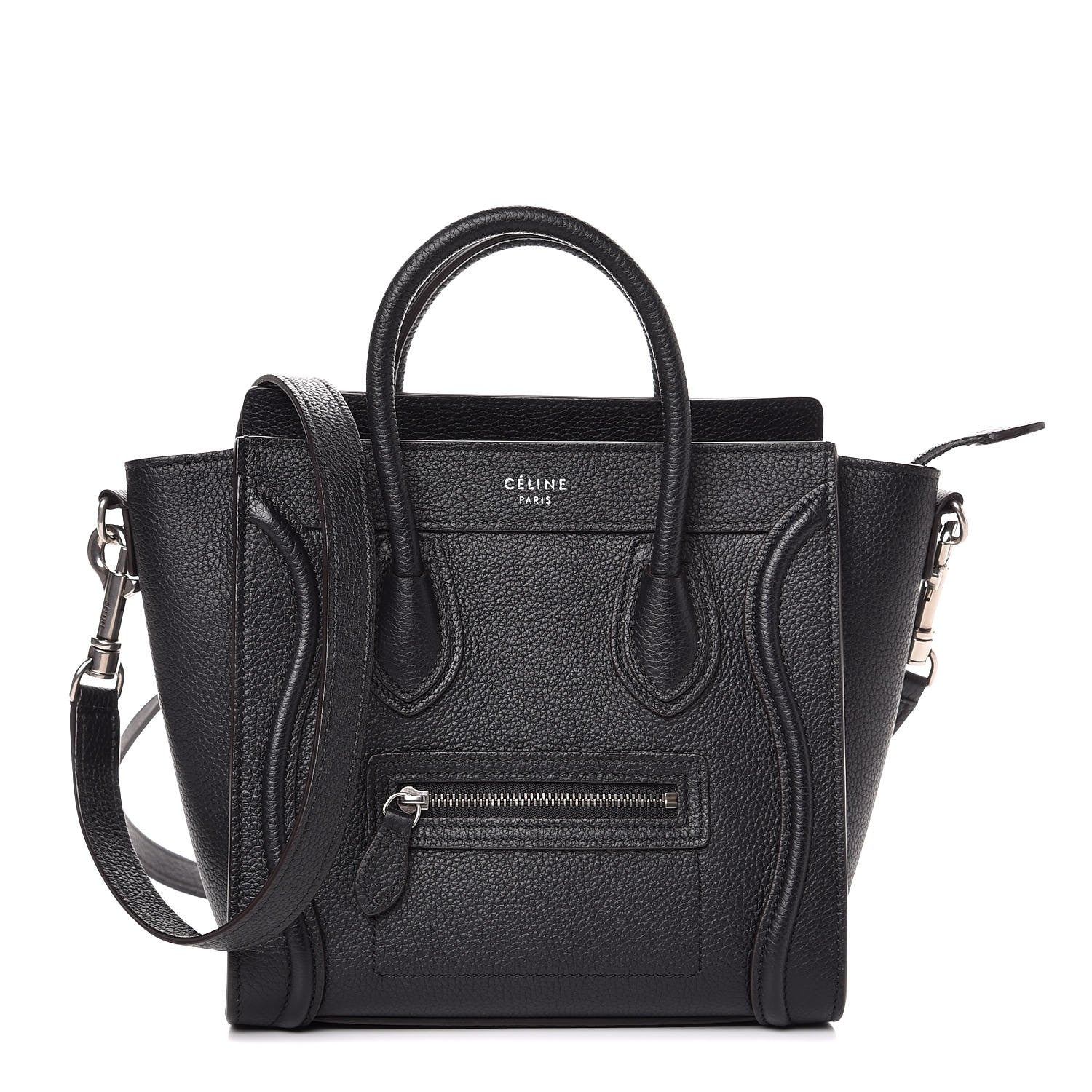 Celine Drummed Calfskin Nano Luggage Black 1 of 7