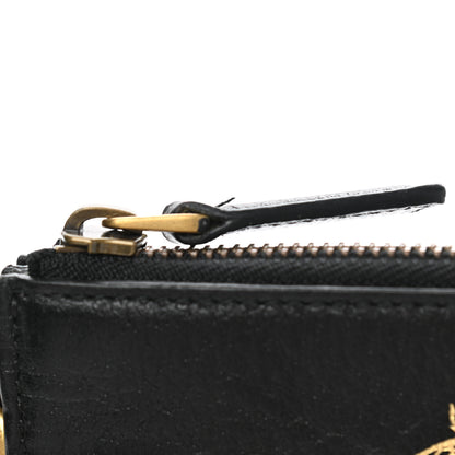 Gucci Dollar Calfskin Boar Effect Bee Star Zip Wristlet Pouch Black 9 of 9