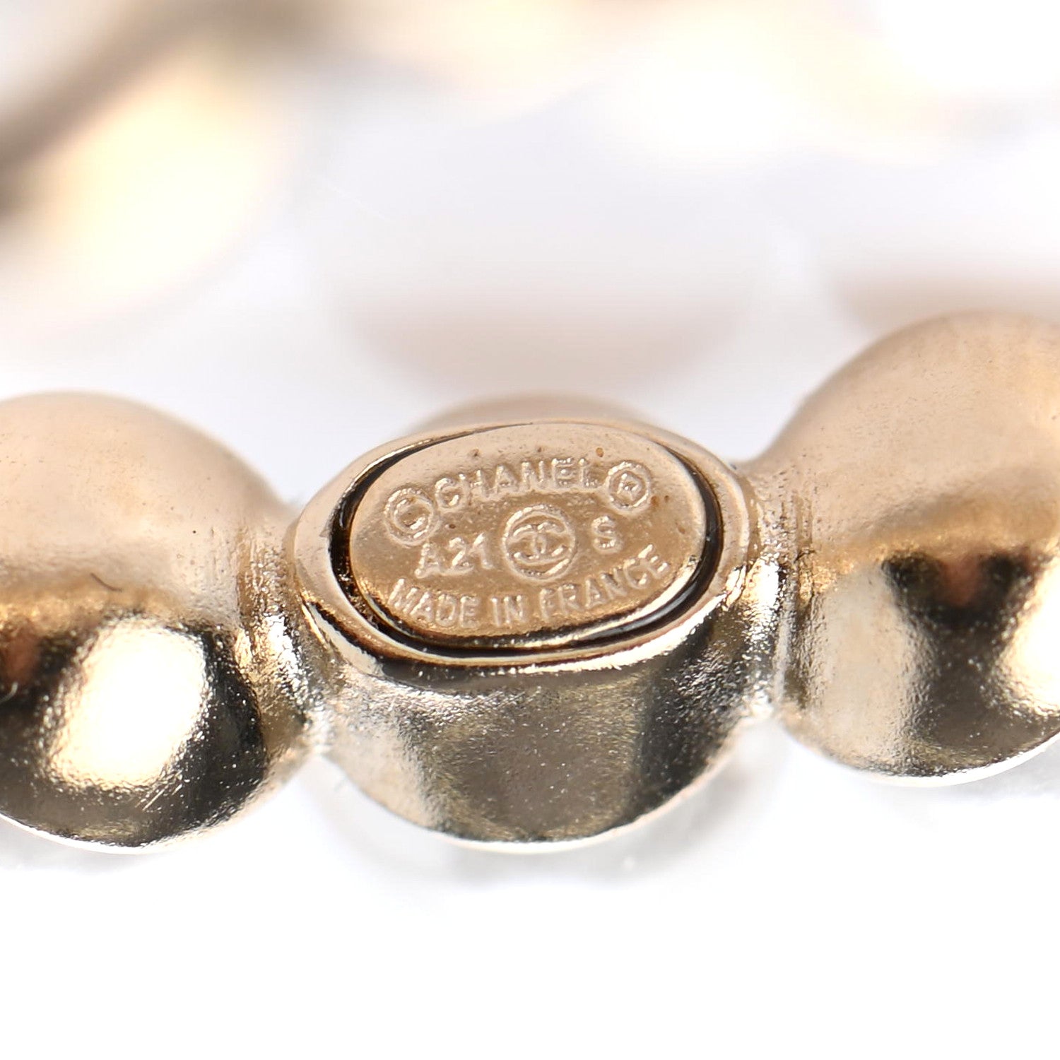 Chanel Crystal Pearl CC No 5 Hoop Drop Earring Gold 4 of 4