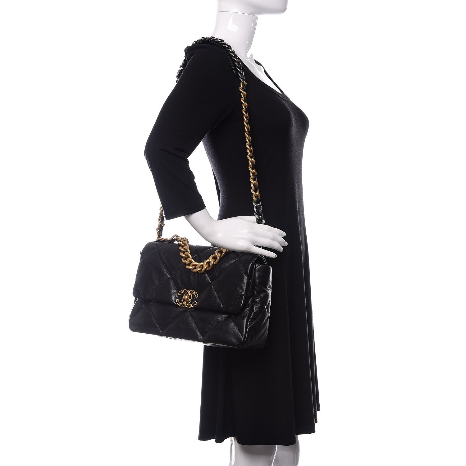 Chanel Goatskin Quilted Large 19 Flap Black 2 of 12