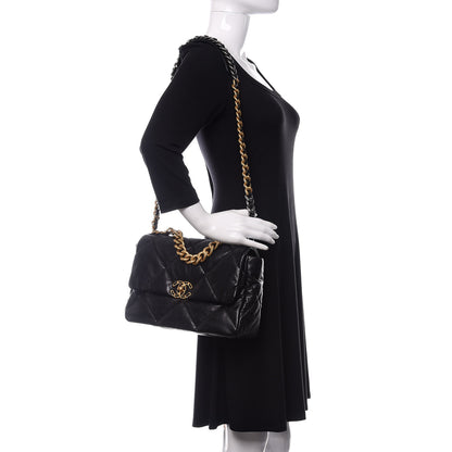 Chanel Goatskin Quilted Large 19 Flap Black 2 of 12