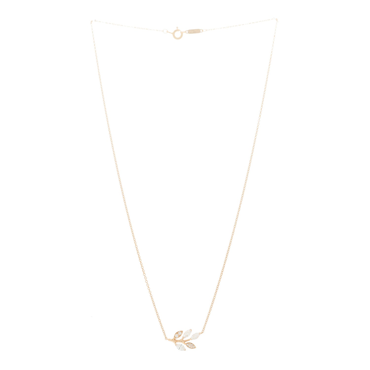 Tiffany 18K Rose Gold Diamond Victoria Vine Pendant Necklace 3 of 6