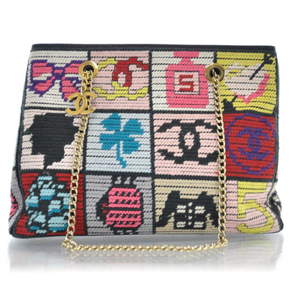 Chanel Needlepoint Precious Symbols Shoulder Bag Black 1 of 10