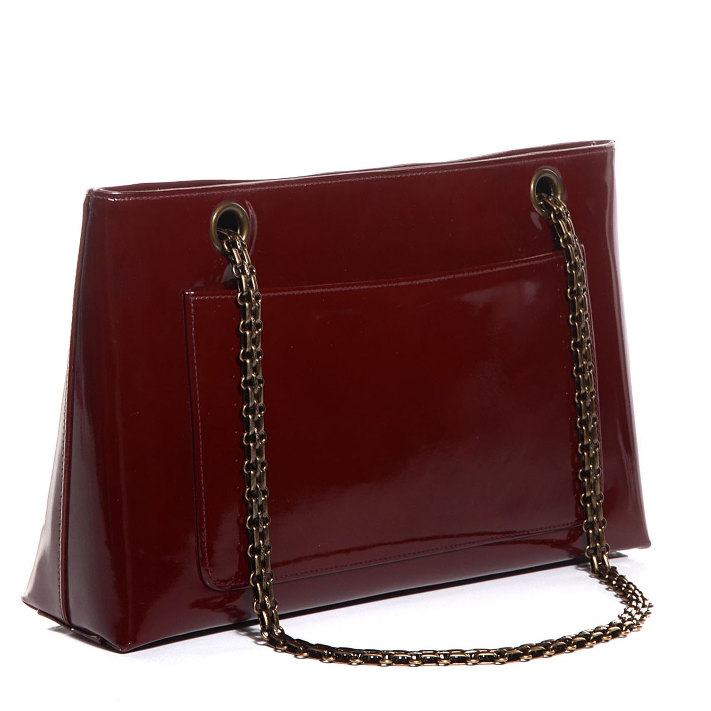 Patent Bijoux Chain Shoulder Bag Burgundy