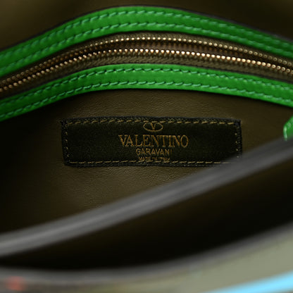 Valentino Garavani Nappa Canvas Camouflage Rockstud Wristlet Clutch Army Green Ninphea Parrot 6 of 9