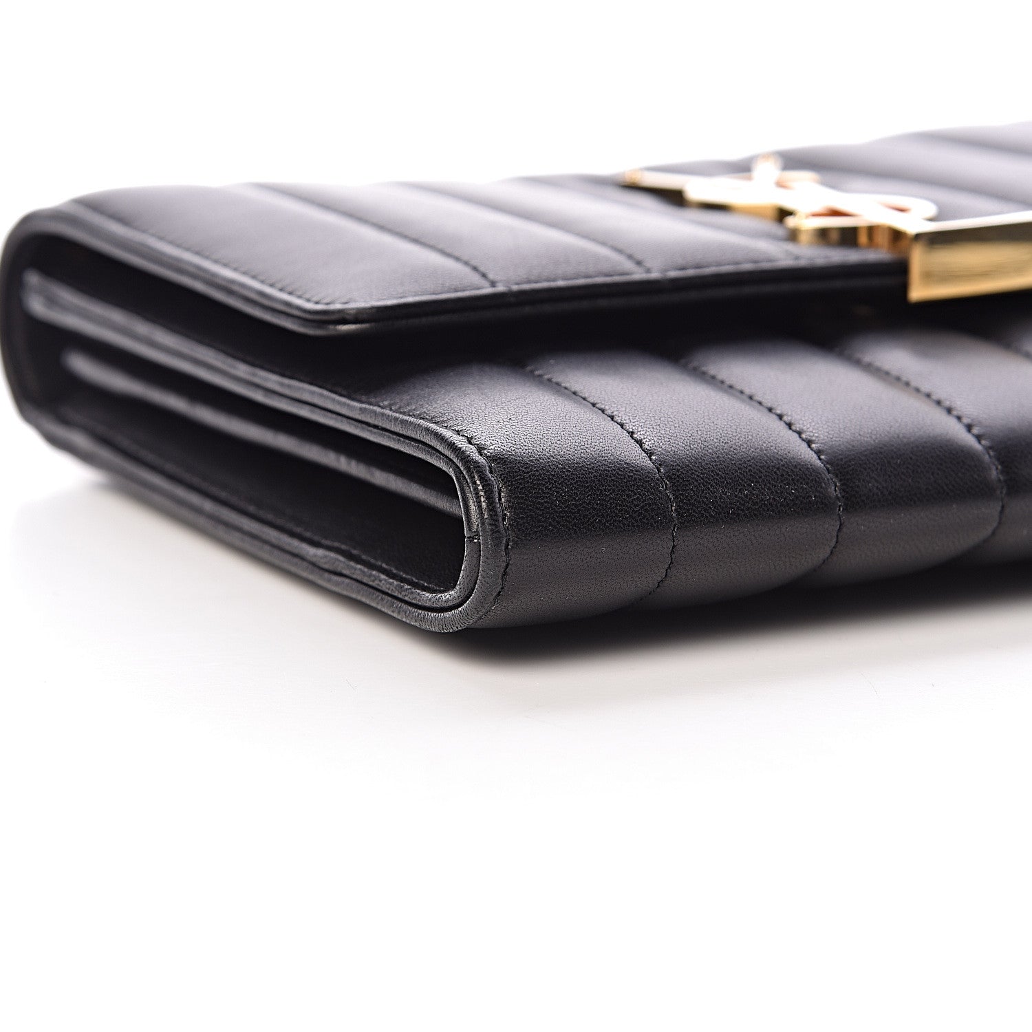 Saint Laurent Lambskin Matelasse Monogram Vicky Chain Wallet Black 9 of 12