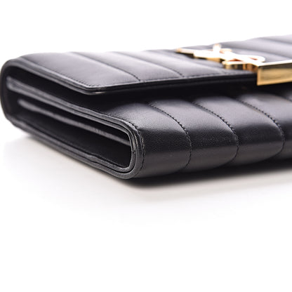 Saint Laurent Lambskin Matelasse Monogram Vicky Chain Wallet Black 9 of 12