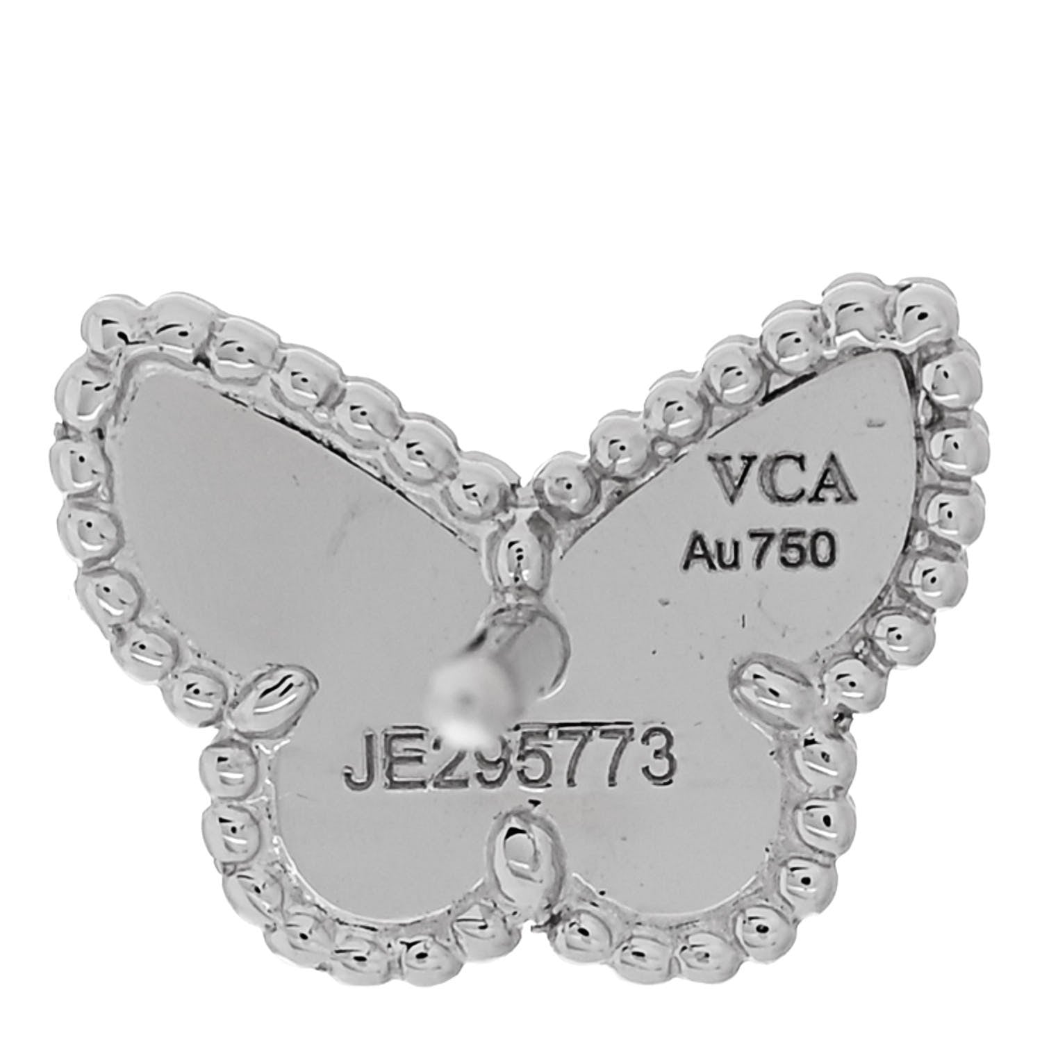 Van Cleef & Arpels 18K White Gold Turquoise Sweet Alhambra Butterfly Earrings 4 of 4