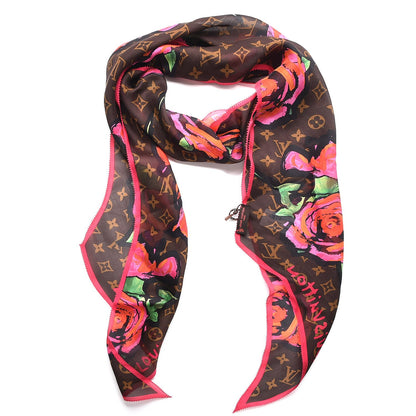 Louis Vuitton Silk Monogram Roses Scarf Marron 1 of 3