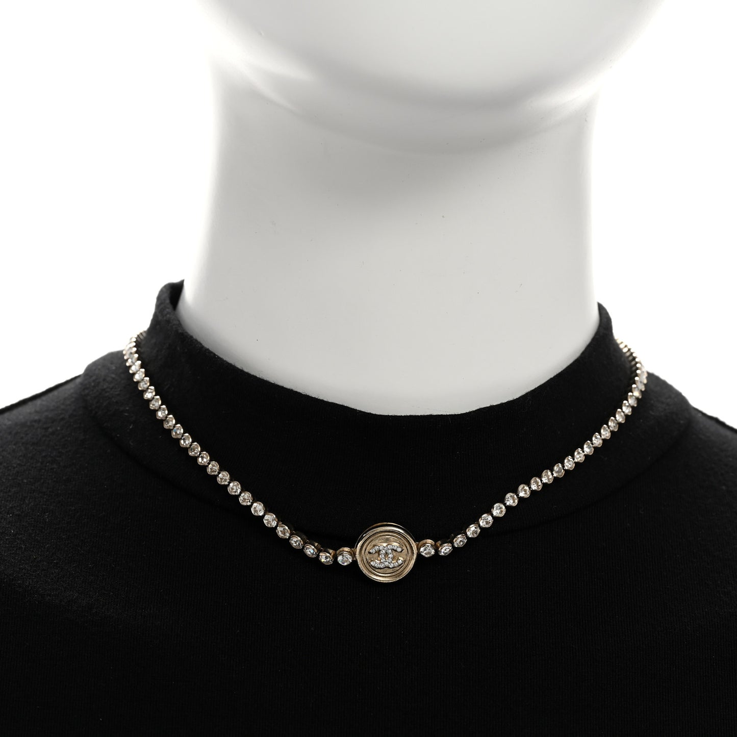 Crystal CC Chain Short Necklace Gold