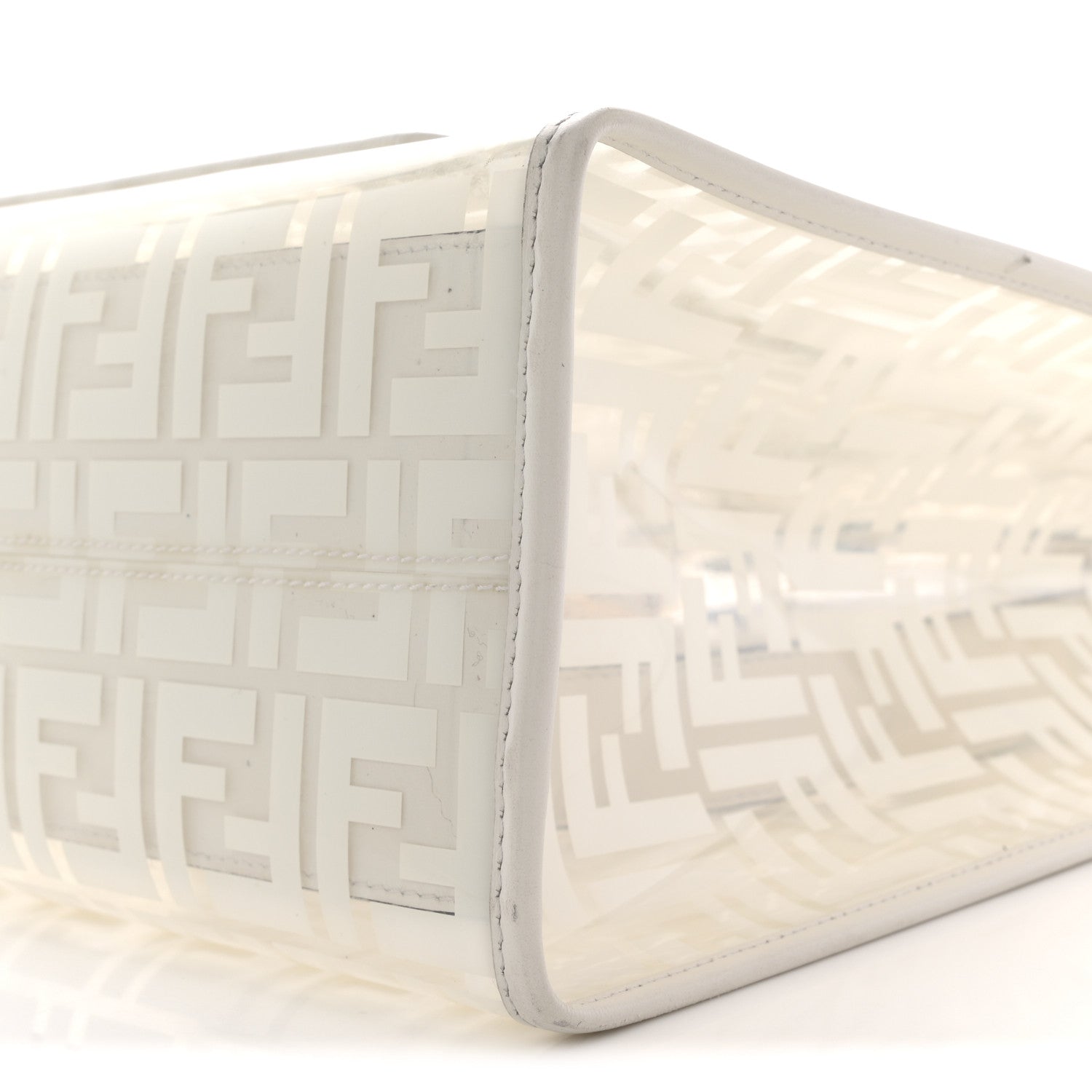 Fendi TPU FF Vitello Century Plexiglass Medium Runaway Shopper Tote White 10 of 15