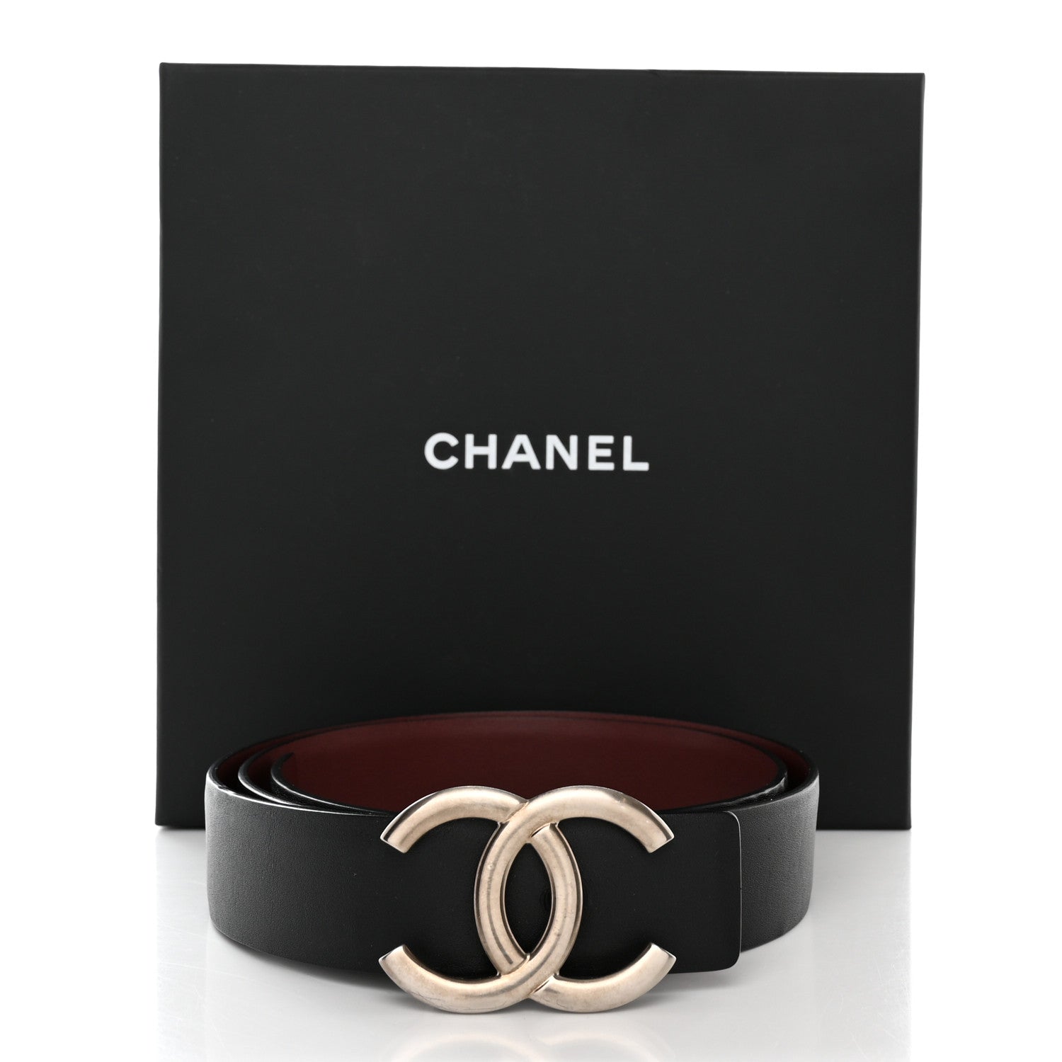 Chanel Calfskin CC Reversible Belt 75 30 Black Burgundy 10 of 10