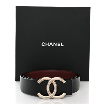 Chanel Calfskin CC Reversible Belt 75 30 Black Burgundy 10 of 10