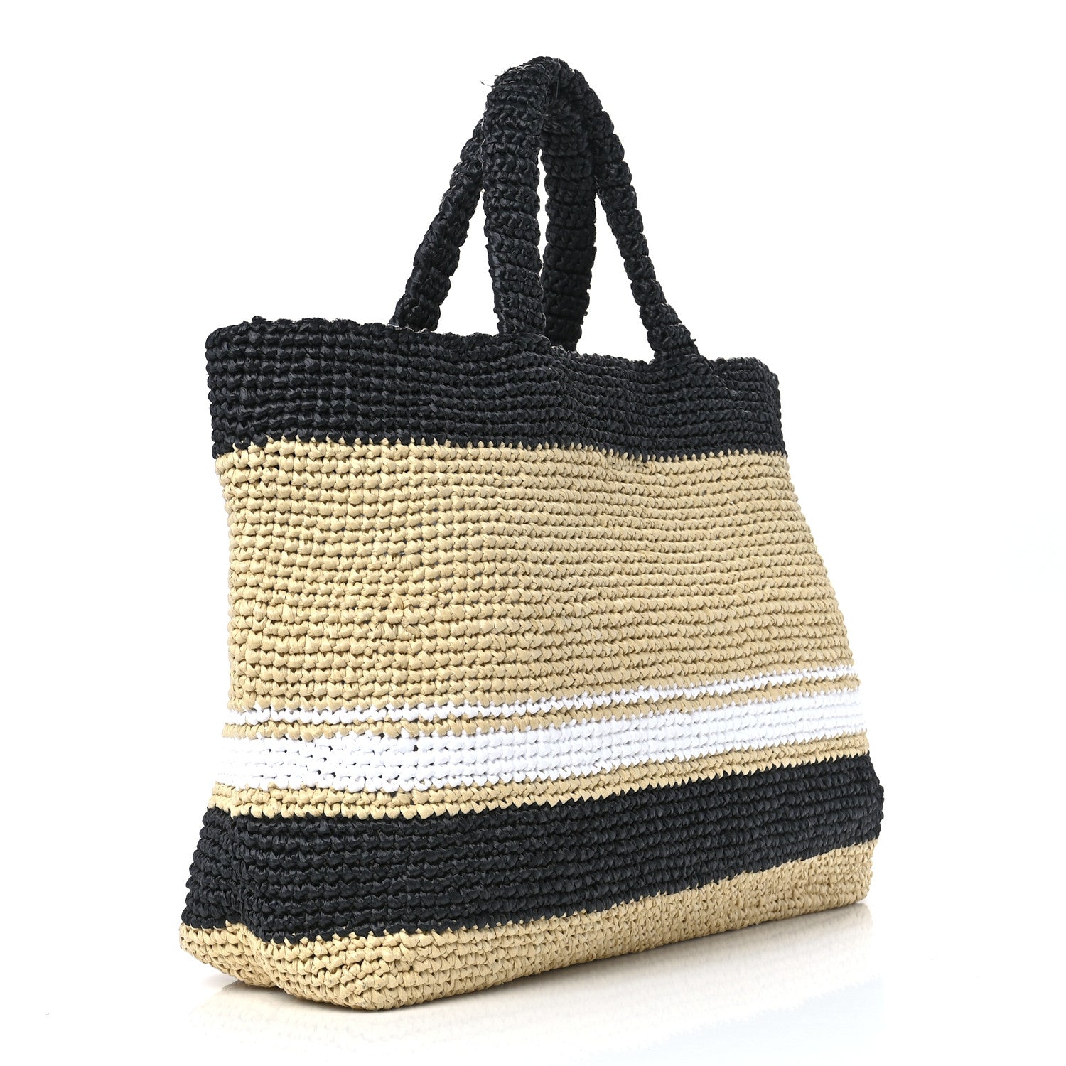 Prada Raffia Logo Tote Naurale Black 3 of 12