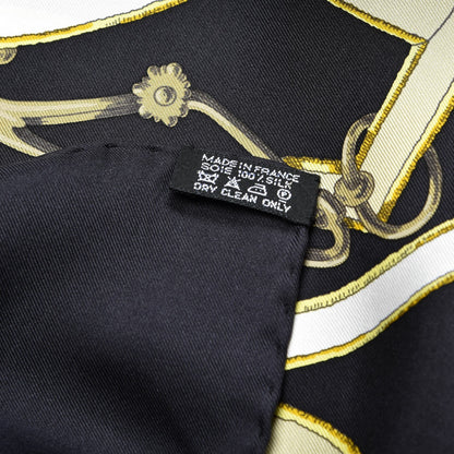 Hermes Silk Scarf L'Instruction Du Roy Scarf 90 Black Gold 8 of 8
