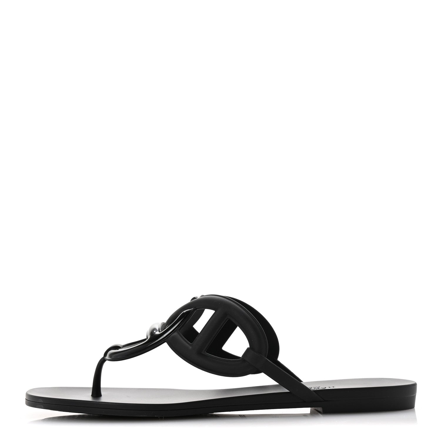 Hermes Rubber Womens Egerie Sandals 41 Black 1 of 9