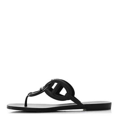 Hermes Rubber Womens Egerie Sandals 41 Black 1 of 9