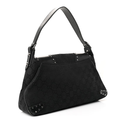 Gucci Monogram Horsebit Chain Studded Flap Shoulder Bag Black 3 of 13