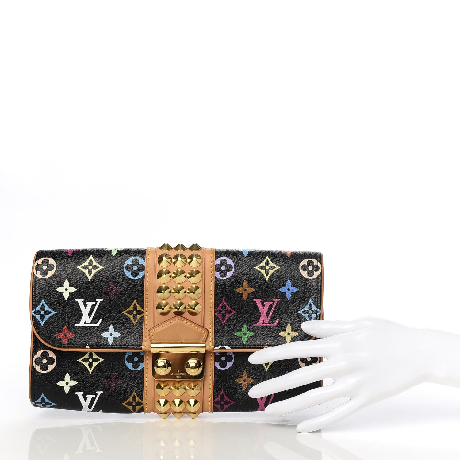 Louis Vuitton Monogram Multicolor Courtney Clutch Black 2 of 7
