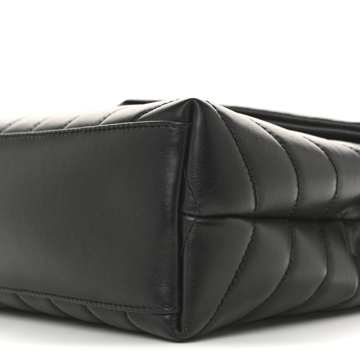 Calfskin Y Quilted Monogram Small Loulou Chain Satchel Black