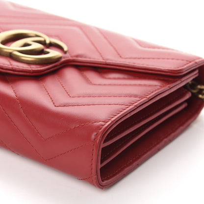 Gucci Calfskin Matelasse GG Marmont Chain Wallet Hibiscus Red 7 of 10