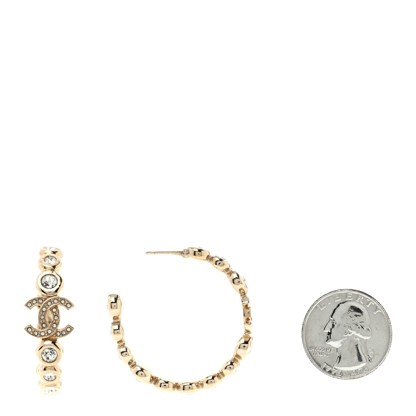 Crystal CC Hoop Earrings Gold